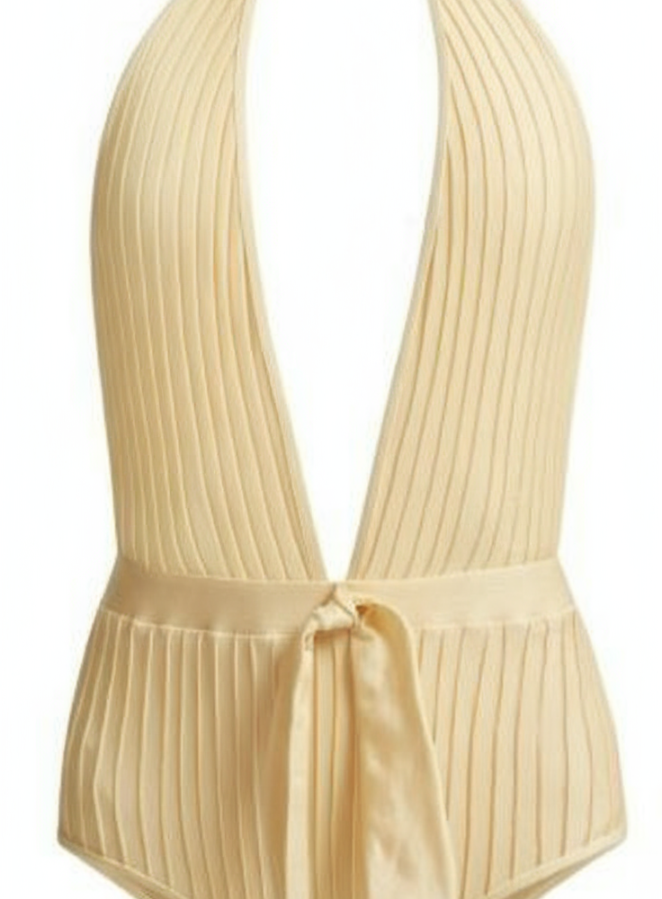 Halter neck, pin tucks detailing, seperate bustier