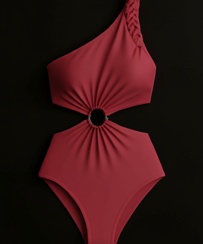 One shoulder, with ring detailing, braid