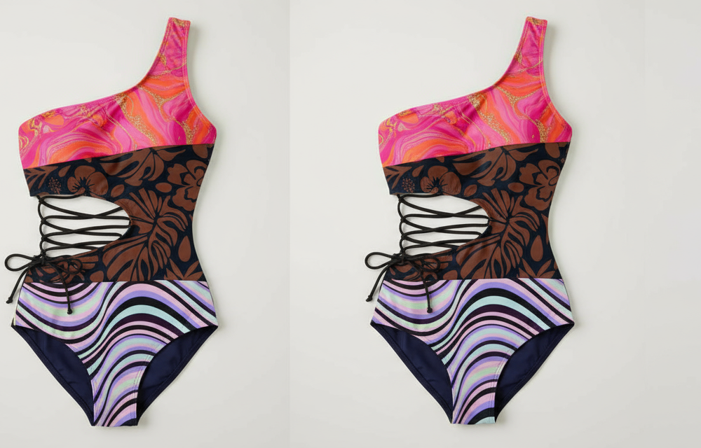 One shoulder, draw strings detailing, 3 print